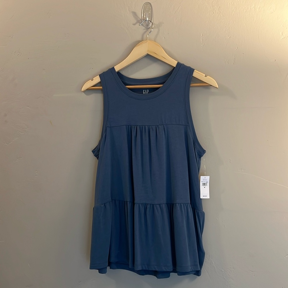NWT GAP flowy blue sleeveless cotton blouse, size M